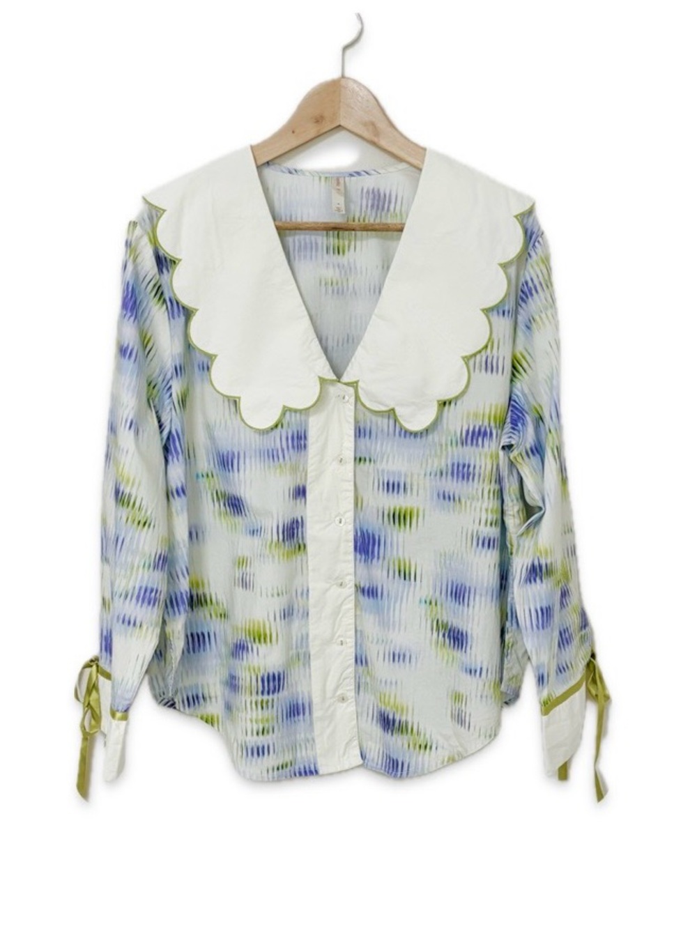Anthropologie x Lyrebird Scalloped Collar Button Down Sleep Top Cotton Pajama M